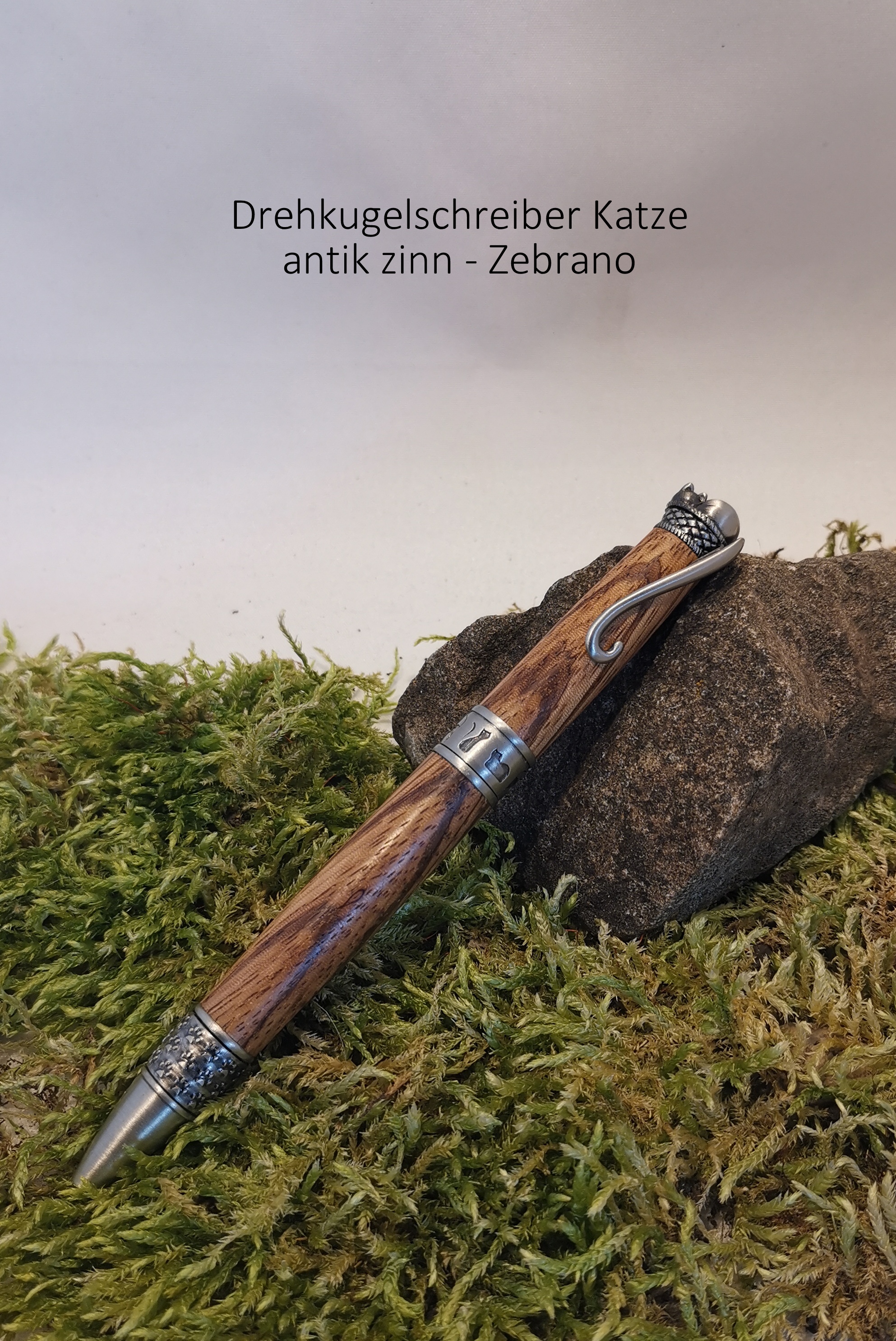 KS Katze antik zinn Zebrano